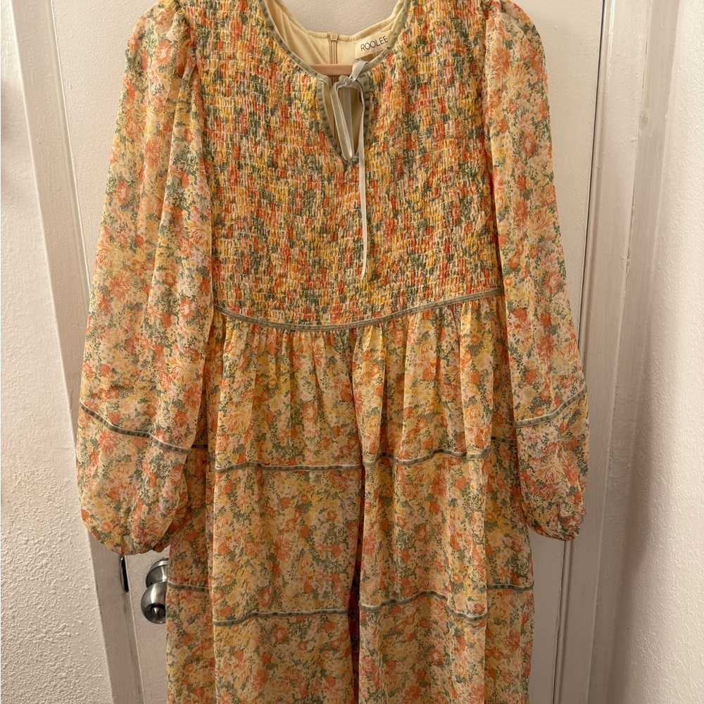 Roolee Floral woman’s Dress in Orange and Cream